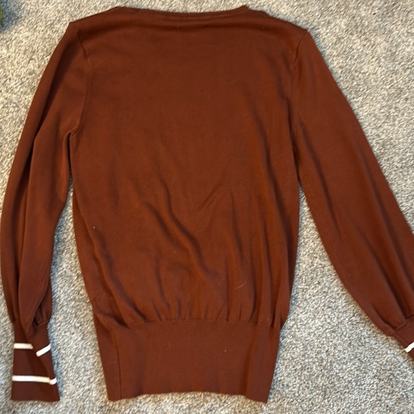💖Nine West // copper colored crew sweater with white stripe detail at wrists - Picture 4 of 4
